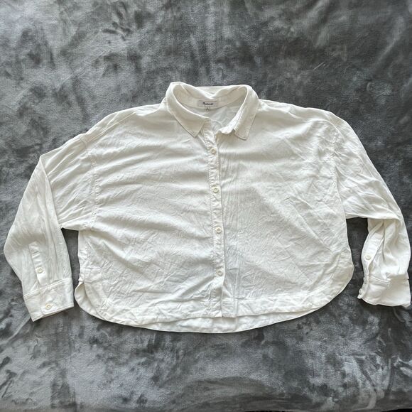 Madewell Lusterweave Hartfield Crop Shirt in Lighthouse White Womens Size XL - Picture 2 of 10